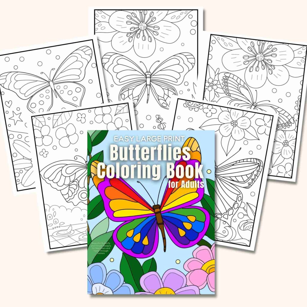 butterflies and flowers easy large print coloring book for adults and seniors