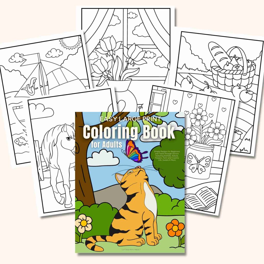 easy large print coloring book for adults and seniors