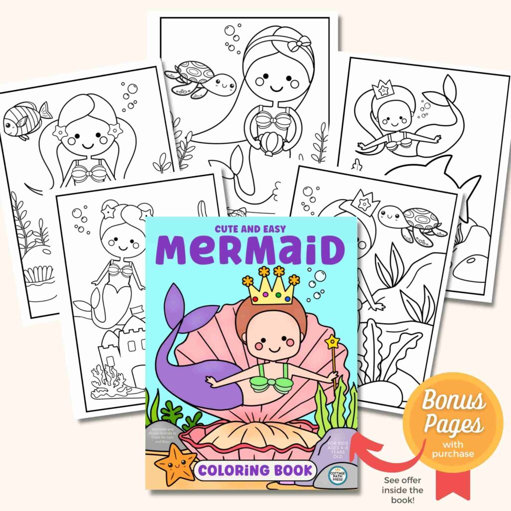 mermaid coloring book for kids ages 4 to 8 by cottage path press