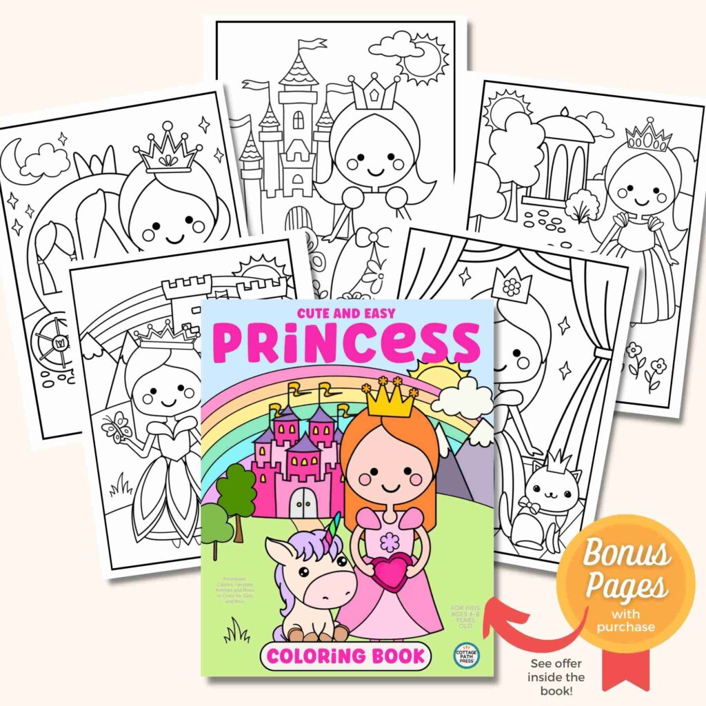 princess coloring book for kids ages 4 to 8 by cottage path press