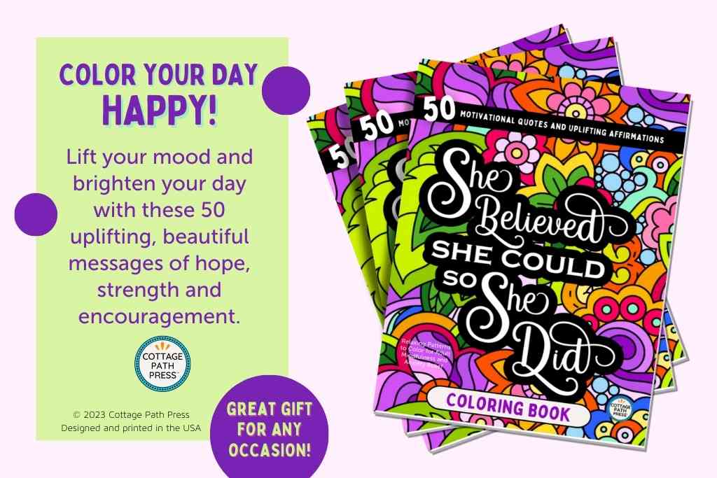 inspirational quotes coloring book for women by cottage path press