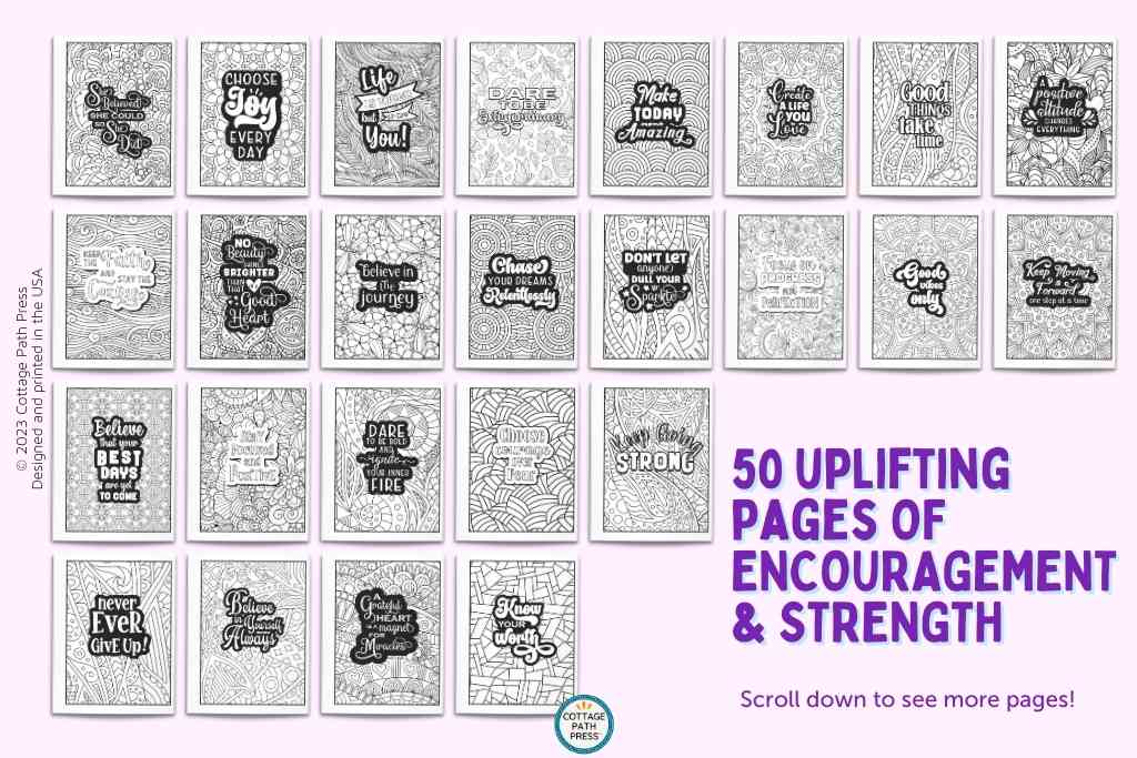 inspirational quotes coloring book for women by cottage path press