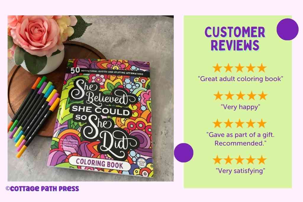 inspirational quotes coloring book for women by cottage path press